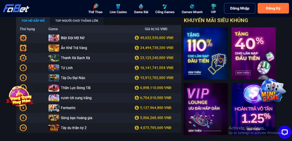 Kho Game Nổ Hũ & Bắn Cá Khổng Lồ vin99 win